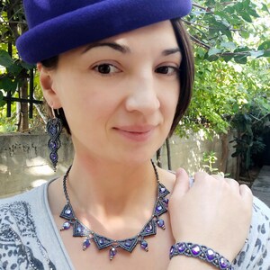 Macrame Necklace/Boho Necklace Set/Christmas necklace set/Macrame jewelry/Earrings Macrame/Hippie Necklace Set/Christmas gift/Gypsy style image 2