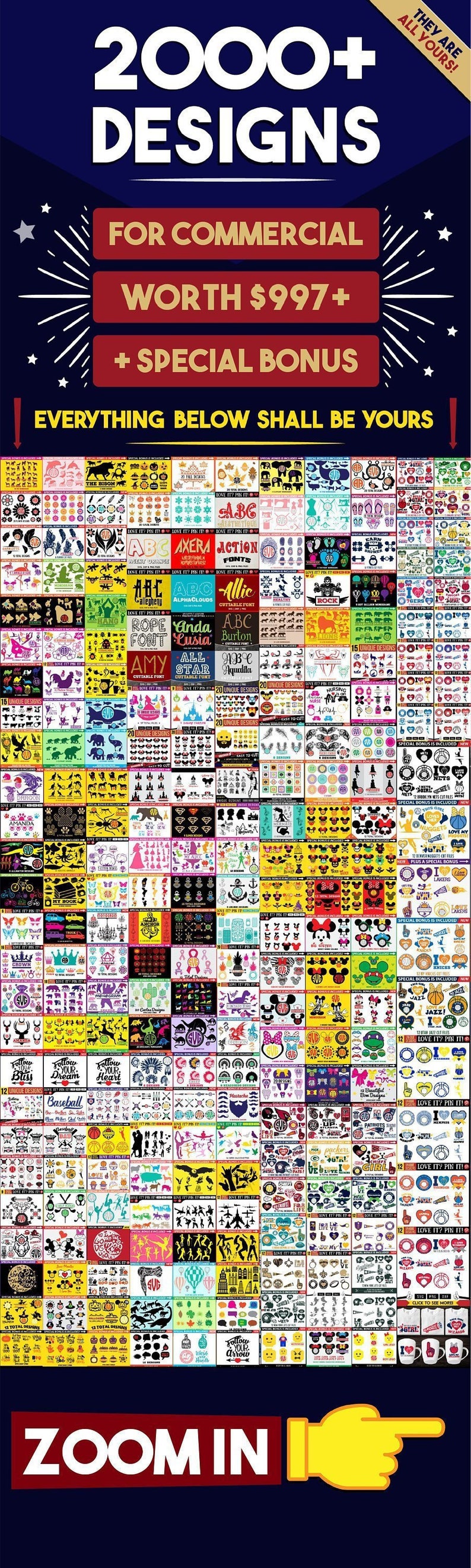 Download SVG Bundle Files Unlimited Commercial Use MEGA Files Instant Download 2000+ Designs Cricut ...