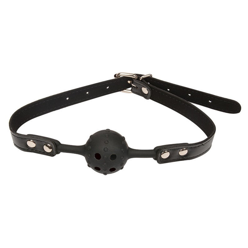 Black Leather Ball Gags With Silicone Ball With Holes BDSM Etsy