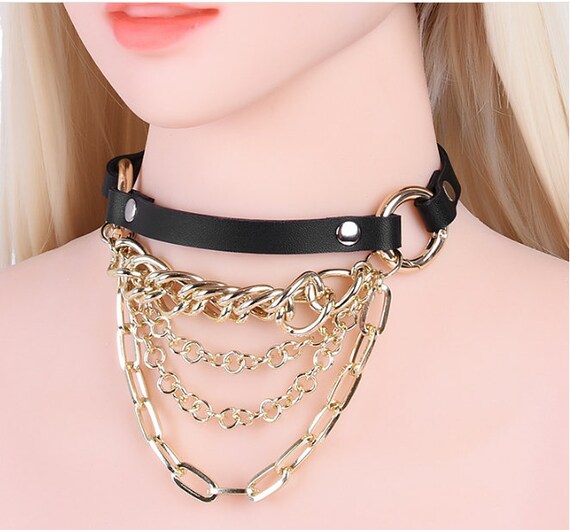 Leather Neck Collar Necklace Body Restraints BDSM Fetish Wear Etsy