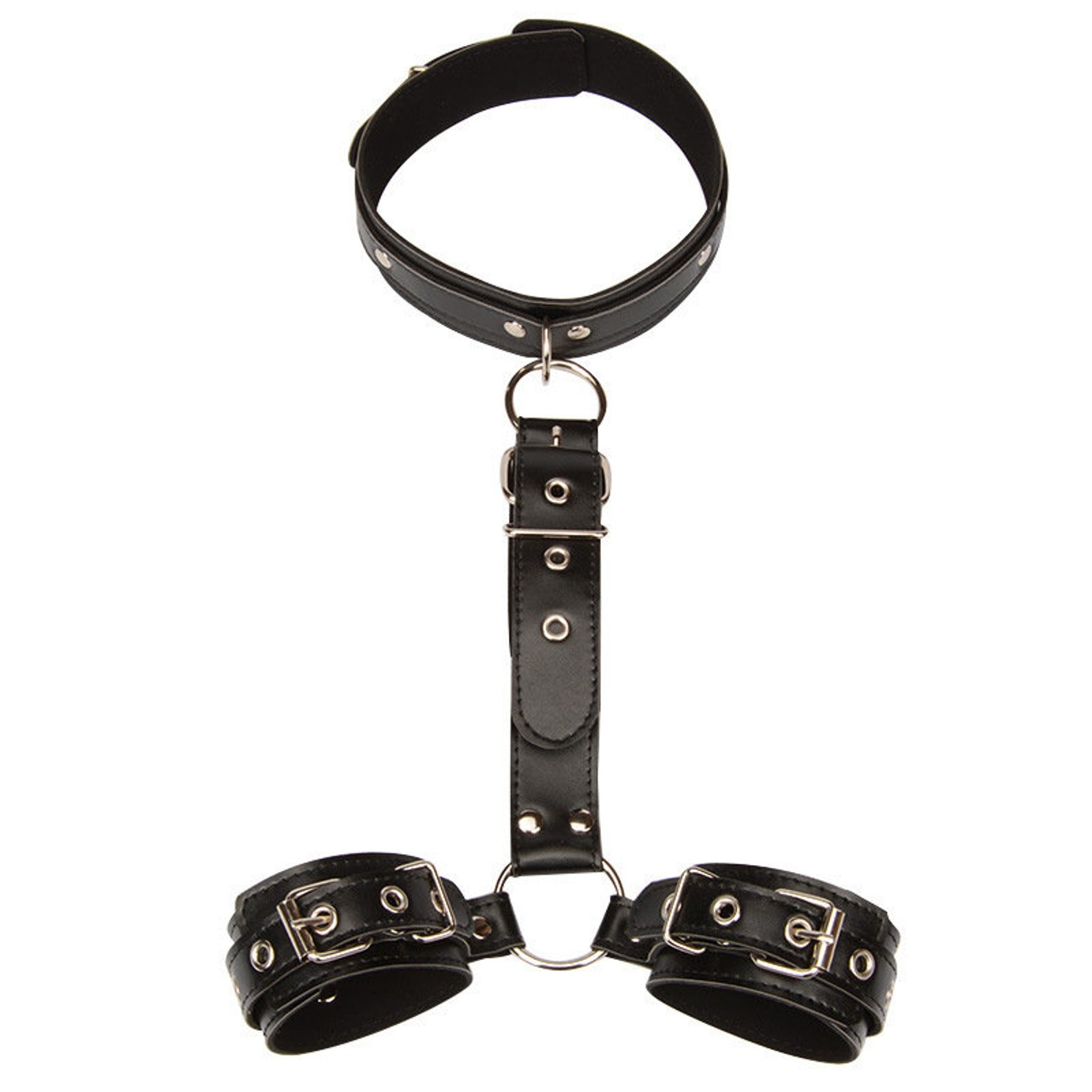 PU Leather Neck Collar With Handcuffs Body Restraints BDSM Etsy
