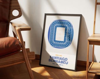 Póster del Estadio Santiago Bernabéu - Arte mural moderno de un estadio de fútbol