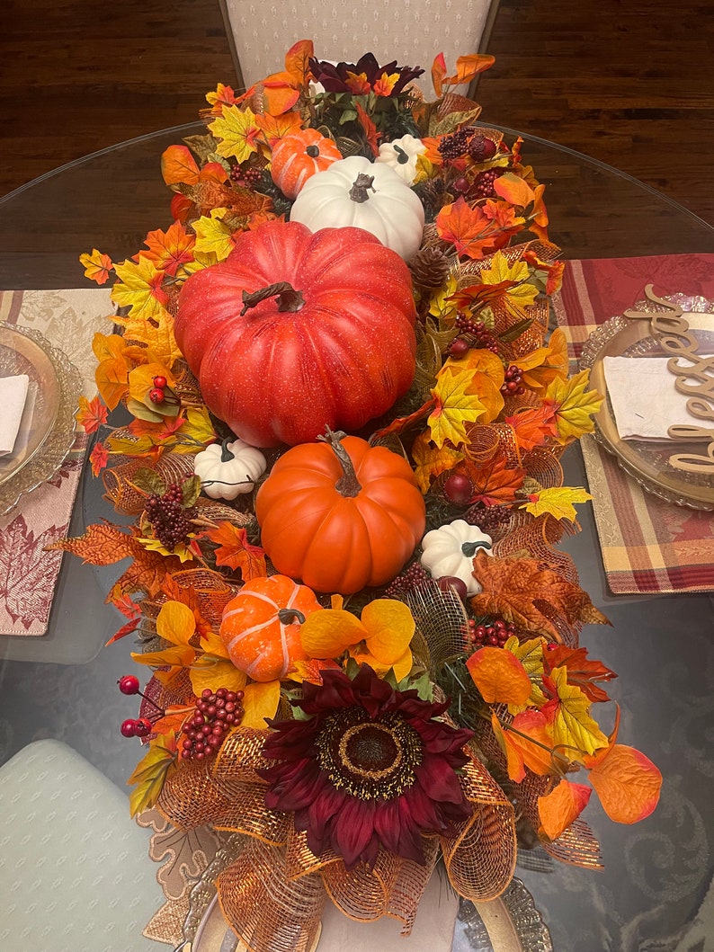Large Fall Centerpiece, Fall Table Centerpiece, Fall Table Decor,orange ...