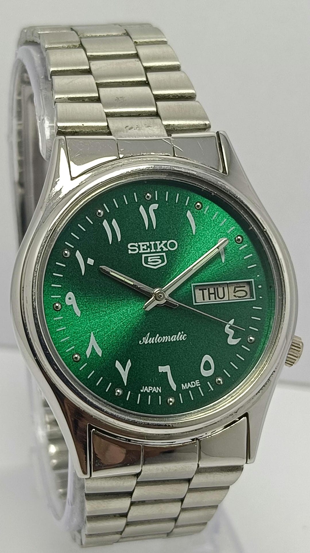 Seiko 5 Arabic Numerals Green Dial Day&date Automatic Japan Made 7019A ...