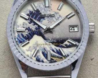 Seiko Automatikuhr, leuchtendes Zifferblatt, Edelstahlarmband