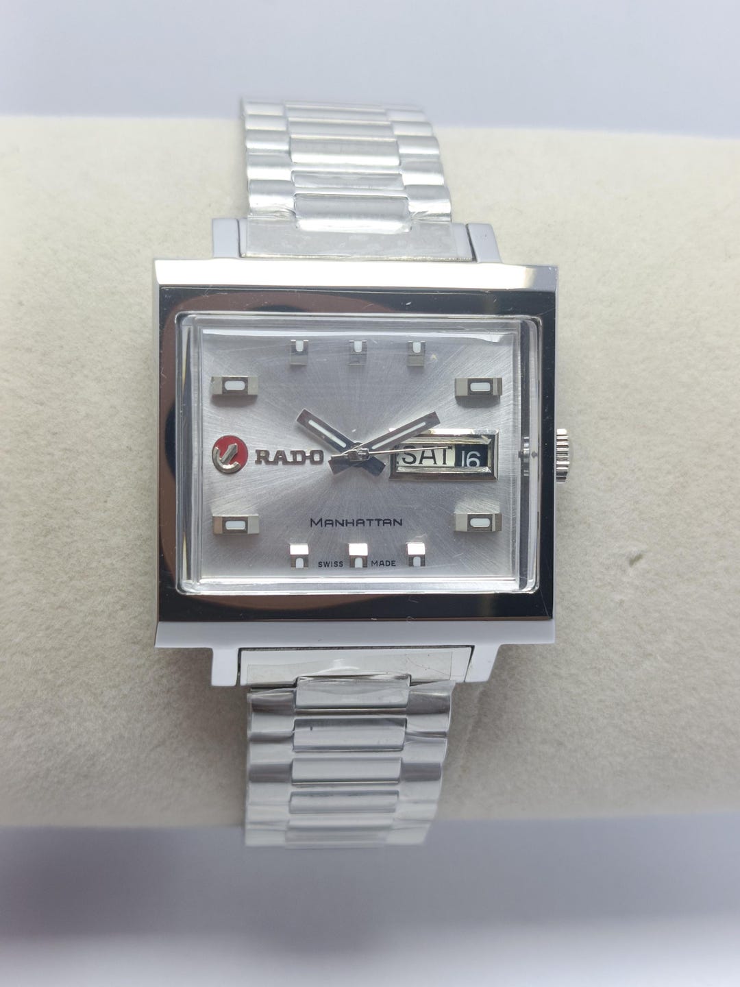 ラドー　マンハッタン　腕時計　メンズ　ビンテージ　銀 ラドー 希少品 RADO マンハッタン シルバー文字盤 デイデイト 美