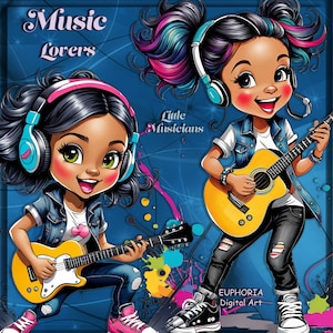 Kleine Musiker Clipart, Kindersänger PNG, sofortiger Download, Scrapbooking, Journalpapier, digitales Musikpaket, Kinderclipart, Papierhandwerk