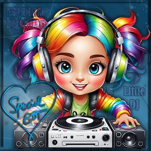Little DJ clipart Special EDT, kindermuziek png, scrapbooking, dagboekpapier, digitale muziekbundel, muziekclipart, kinderclipart, papercraft