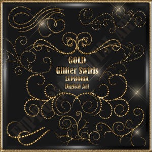GOLD Glitter swirls clipart, gold sparkle png overlays, gold glitter overlays, gold confetti, glitter decoration, gold sparkles, gold bundle
