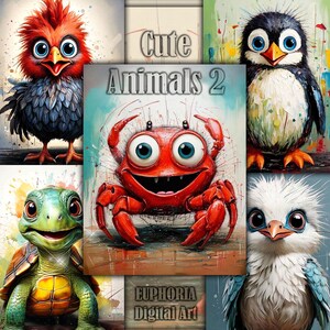 Cute Animals Prints 2 | Animals Wall art | Baby animals digital papers | watercolour digital print | kids room decoration | whimsical papers