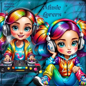 MUSIK Liebhaber Clipart Bundle, ausgefallene DJ Cliparts, Kinder Musik PNG, Scrapbooking, Regenbogen PNG, Musik digitales Bundle, Kinder Clipart, Papierhandwerk