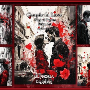 Couple in Love Digital prints | Abstract Wall art | couple art print | watercolour urban digital prints | wall decoration | junk journal kit