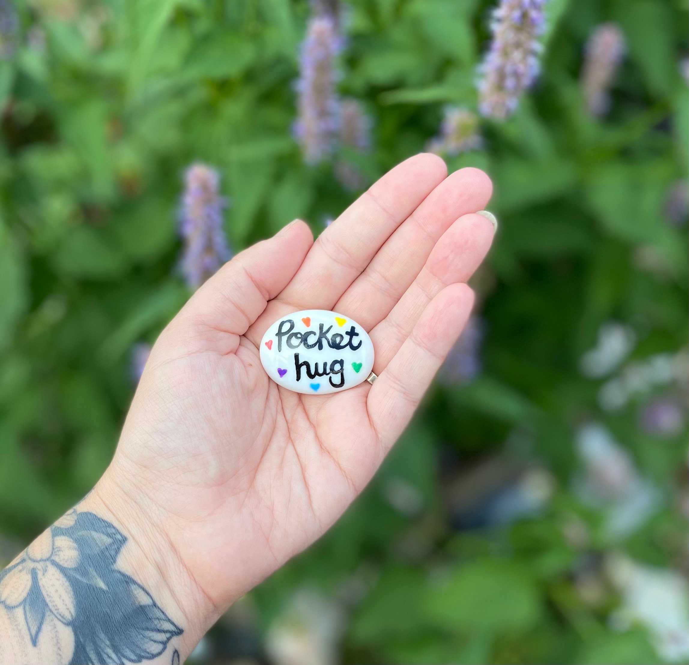 X1 Pocket Hug Pocket Pebble / Stone Thank You Love You Etsy UK