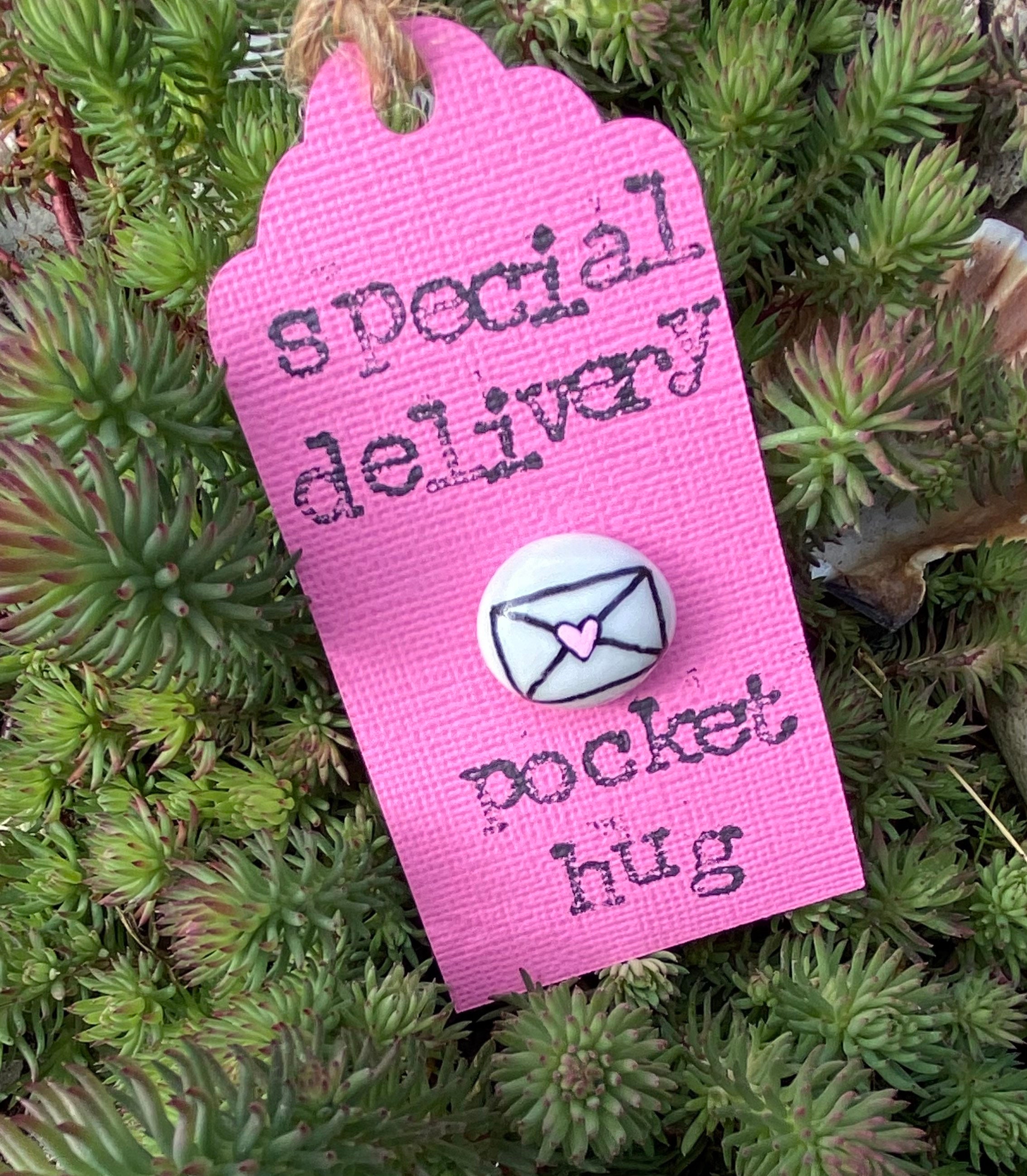 Special delivery pocket hug stone pebble Small Gift Etsy