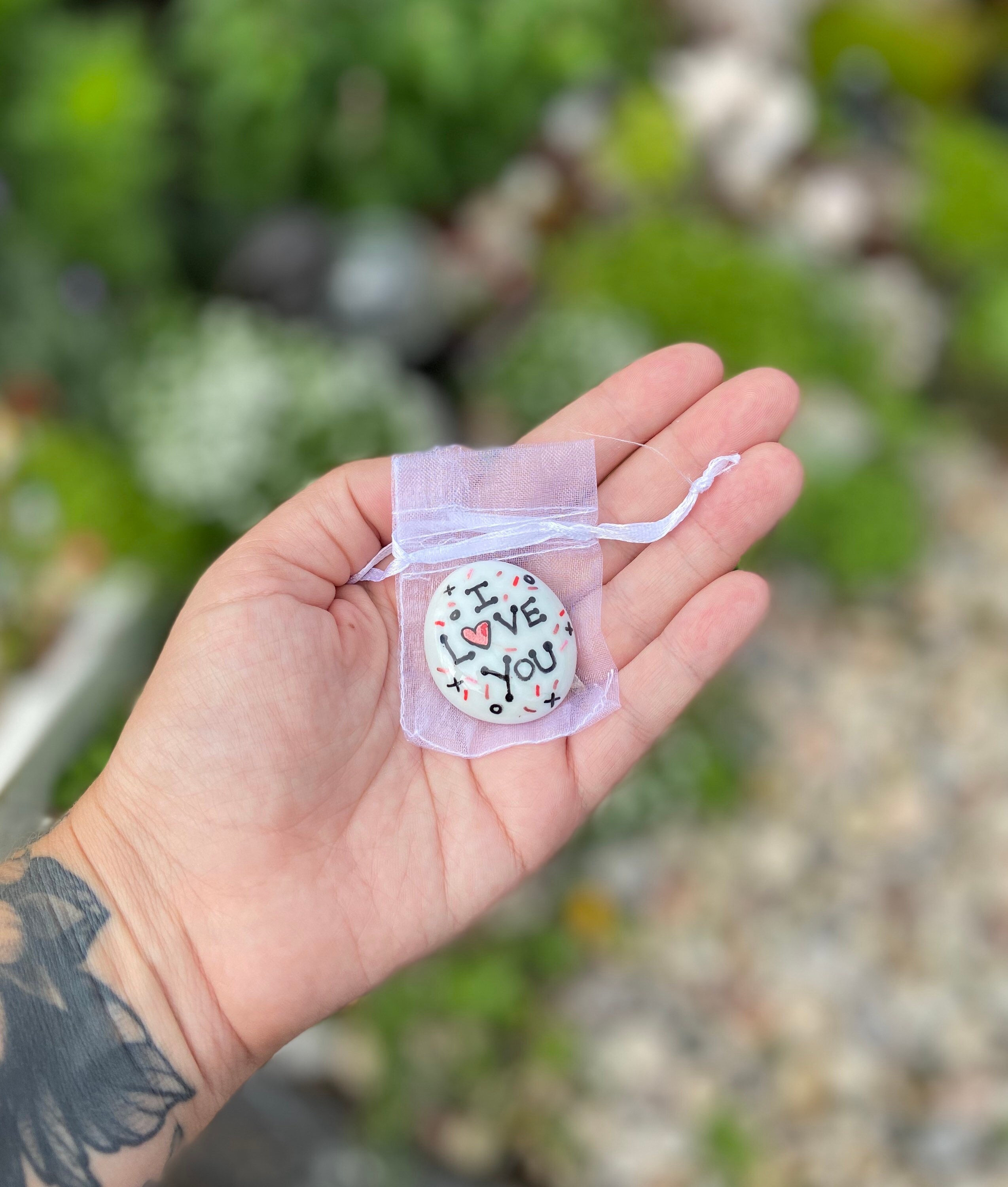 Lucky pocket hug pebble / stone painted rock Gift Luck Etsy