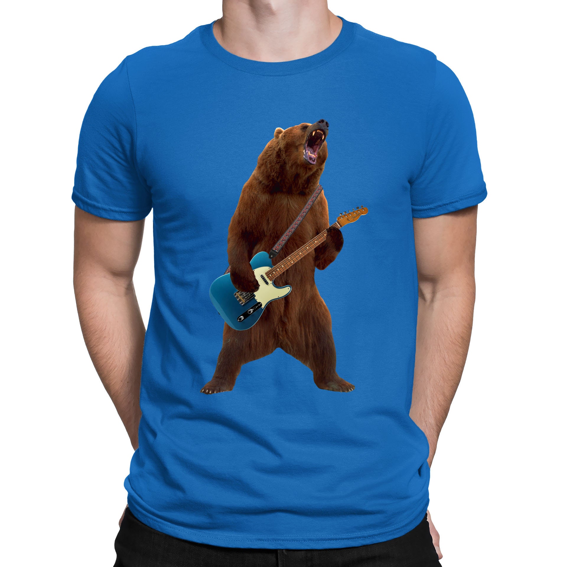 Discover Grizzly Bear Playing Guitar Rock Music Funny T-Shirt