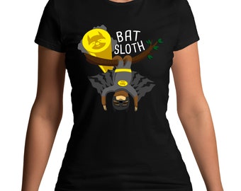 Bat Sloth Funny Cute Animal Super Hero T-Shirt - Mens Womens and Kids Sizes
