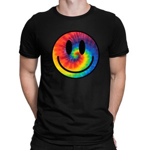 Tie Dye Happy Smile Face Trippy Acid Rave T-Shirt  - Mens Womens and Kids Sizes