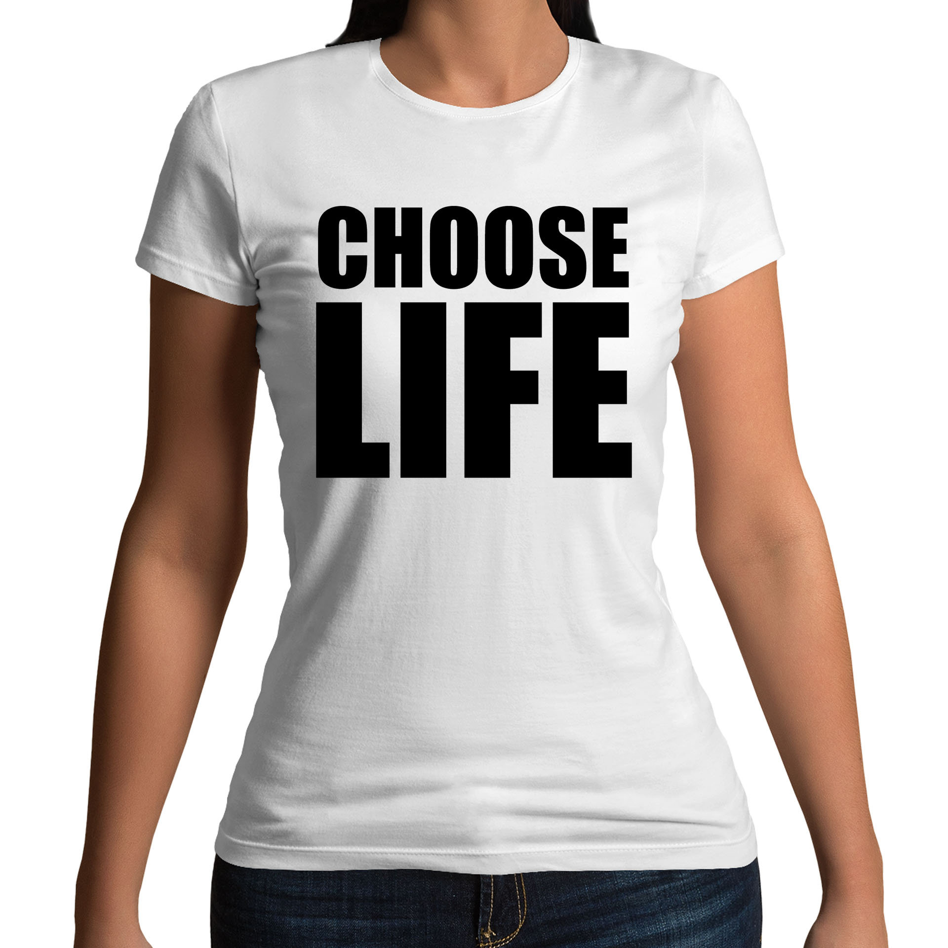 Choose Life Slogan Retro 80s Novelty T-Shirt Mens Womens and Kids Sizes