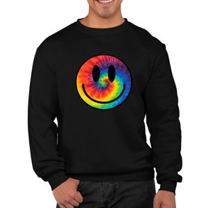 Tie Dye Happy Smile Face Trippy Acid Rave Sweatshirt - Mens Womens and Kids Sizes