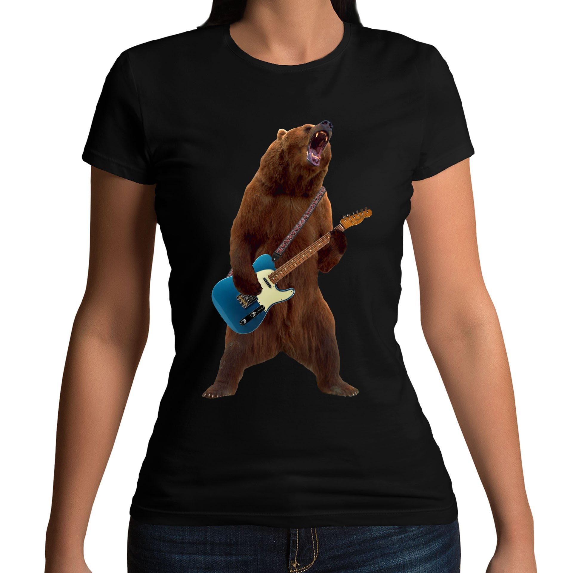 Discover Grizzly Bear Playing Guitar Rock Music Funny T-Shirt