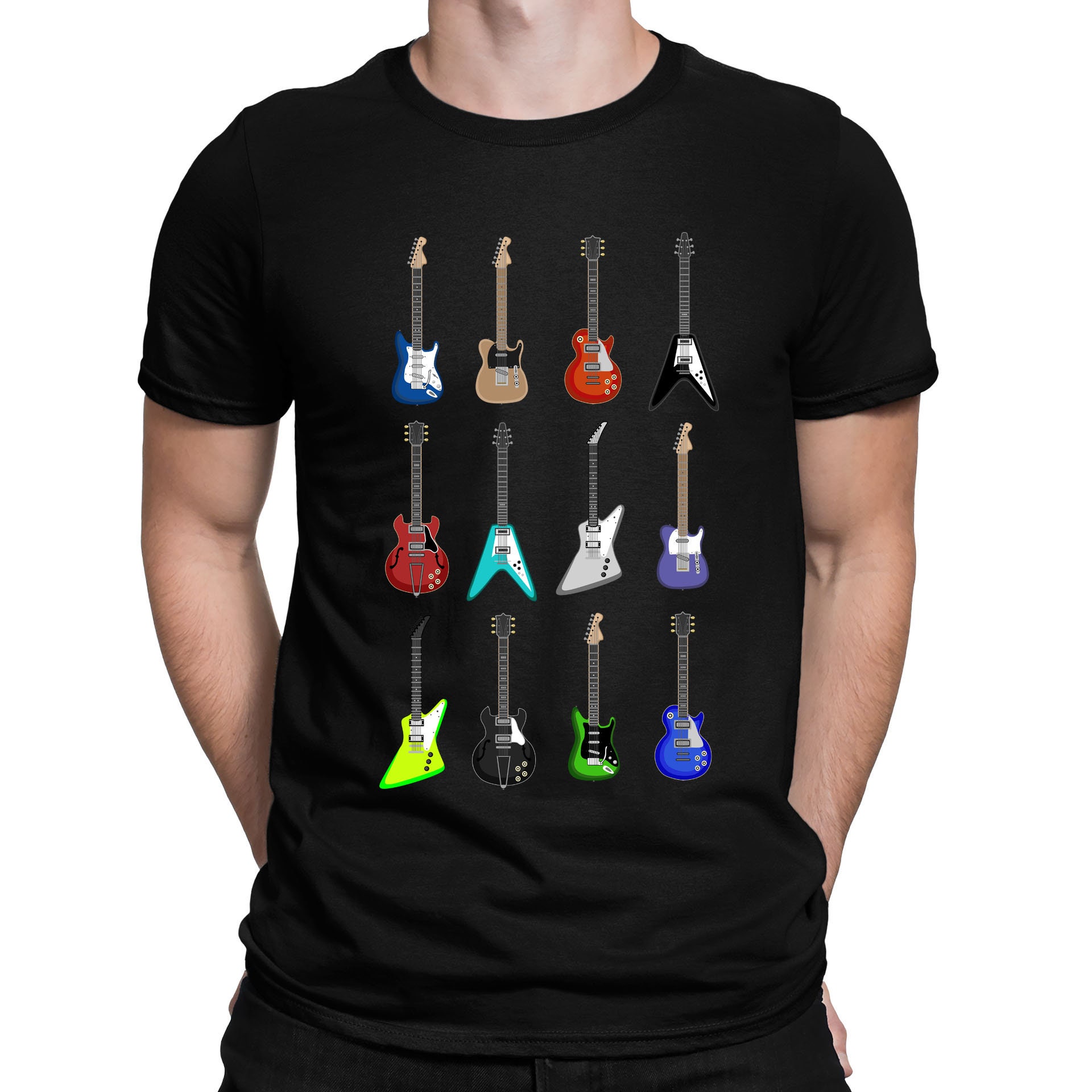 Guitar Styles Musician Electric Guitarist T-Shirt  - Mens Womens and Kids Sizes