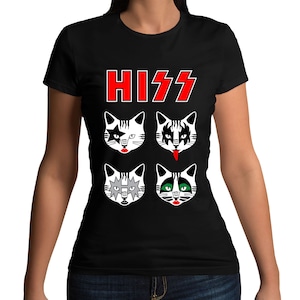 Hiss Cats Kittens Rock Kiss Funny Parody T-Shirt - Mens Womens and Kids Sizes