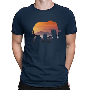 Elephant Silhouette African Savanna Landscape T-Shirt  - Mens Womens and Kids Sizes