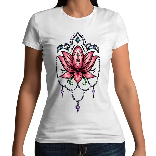 Lotus Flower Tattoo Style Spiritual Water Lily T-Shirt - Hommes Femmes et Enfants Tailles