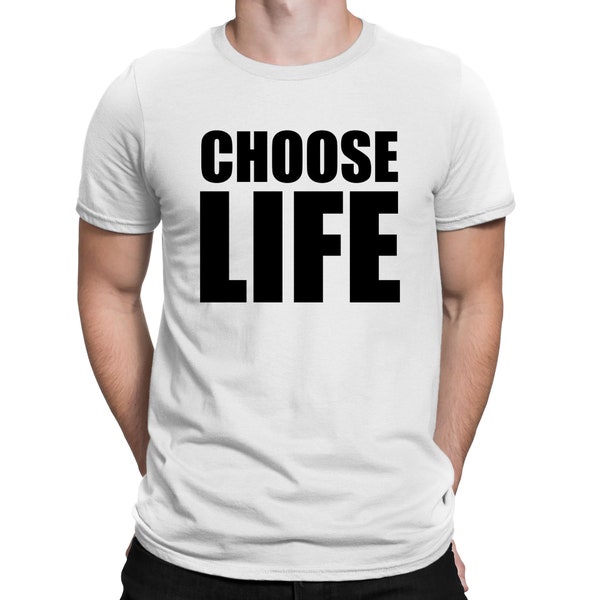 Choose Life Slogan Retro 80s Novelty T-Shirt - Mens Womens and Kids Sizes