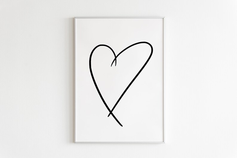 Art Print-Wall Painting-Nursery-Modern Art-Heart-Minimalist-Scandinavian-Northern-Typography-Family-Love-Positive-Line Art-DINA 4