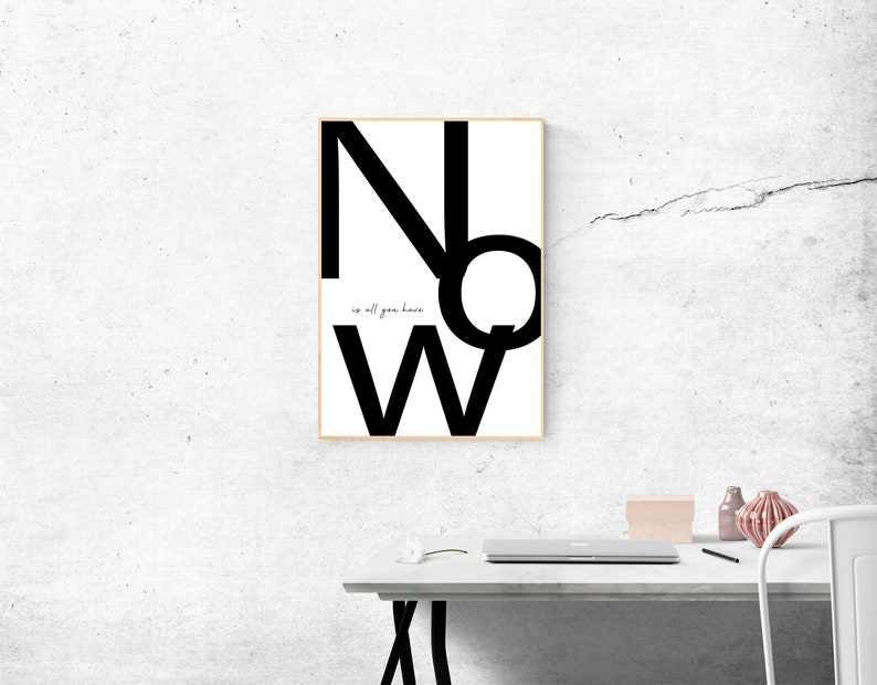 Art Print-Wall painting-now is all you have-abstract-modern art-poster-minimalist-Scandinavian-northern-typography-saying-inspiration-DINA4