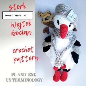 PDF crochet pattern, stork Wojtek, amigurumi, STORK Wojtek, crochet animals, bird, toy pattern