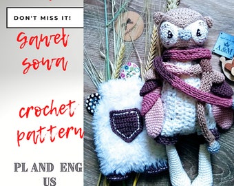 PDF crochet pattern, amigurumi, OWL, Sowa Gaweł, crochet animals, toy pattern