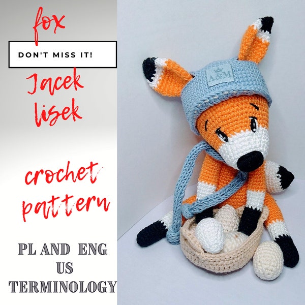 PDF crochet pattern, amigurumi, FOX, Lis Jacek, crochet animals, toy pattern