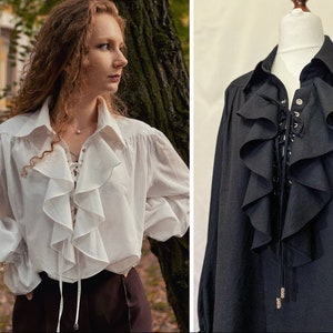 Linen Pirate Poet Prince Renaissance Blouse Victorian Ruffle Shirt