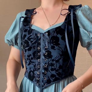 Lace Up Overbust Corset for Women, Fairycore Corset Top, Medieval Festival Outfit, Custom Made Corset Vest, Cottagecore LARP Corset for Her
