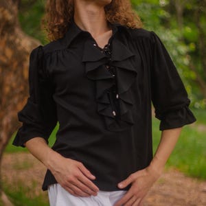LARP Linen Shirt for Men, Medieval Noble Costume Top, Handmade Historical Unisex Shirt, Renaissance Faire Outfit, Vintage Style Mens Garment