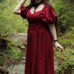 Rustic Wedding Dress, Renaissance Peasant Dress, Medieval Linen Dress, Cottagecore Gown, Fairy Tale Dress, LARP Costume, Historical Dress