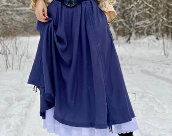 cottagecore linen long maxi skirt / green skirt / vintage skirt / outlander skirt / medieval skirt