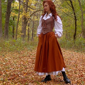 Medieval LARP Skirt with Pockets, Cottagecore Flowy Skirt, Adjustable Renaissance Skirt, Custom Linen Pirate Skirt, Historical Women Outfit