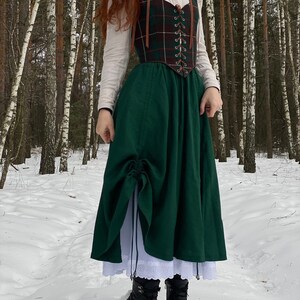 Linen Renaissance Skirt with Pockets, Adjustable Drawstring Medieval Skirt, Pirate LARP Costume Bottom, Historical Festival Outfit for Her