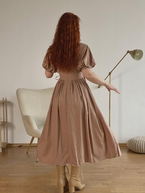 renaissance midi dress Medieval Renaissance Cottagecore Midi Dress Chemise Pirate Bard Peasant V Neck Fancy Dress Women's Casual Daily Renaissance Fair LARP Adults' Dress Spring & Summer 2026
