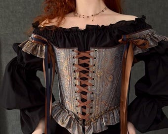 Corset gothique pour femme, corset historique à lacets, corset surbuste de style Renaissance, haut de costume médiéval GN médiéval, bustier sur mesure
