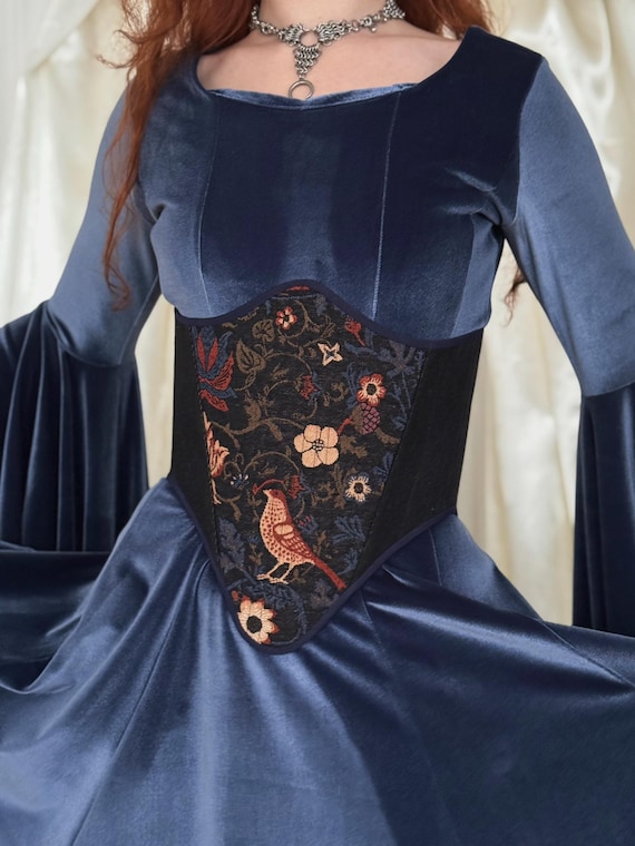Custom Floral Corset Belt, Renaissance Short Underbust Corset, Vintage Slim Waist Corset for LARP, Cosplay, Handmade Retro Corset Top