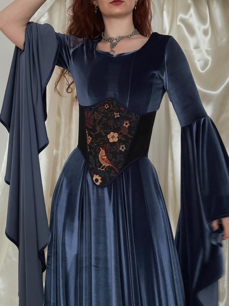Custom Floral Corset Belt, Renaissance Short Underbust Corset, Vintage Slim Waist Corset for LARP, Cosplay, Handmade Retro Corset Top image 9