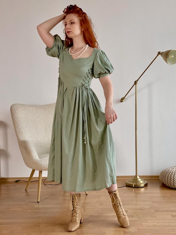 fitted peasant dress Peasant Chiffon Mini Dress for Tall Women in Antique White XL / Tall / Antique White
