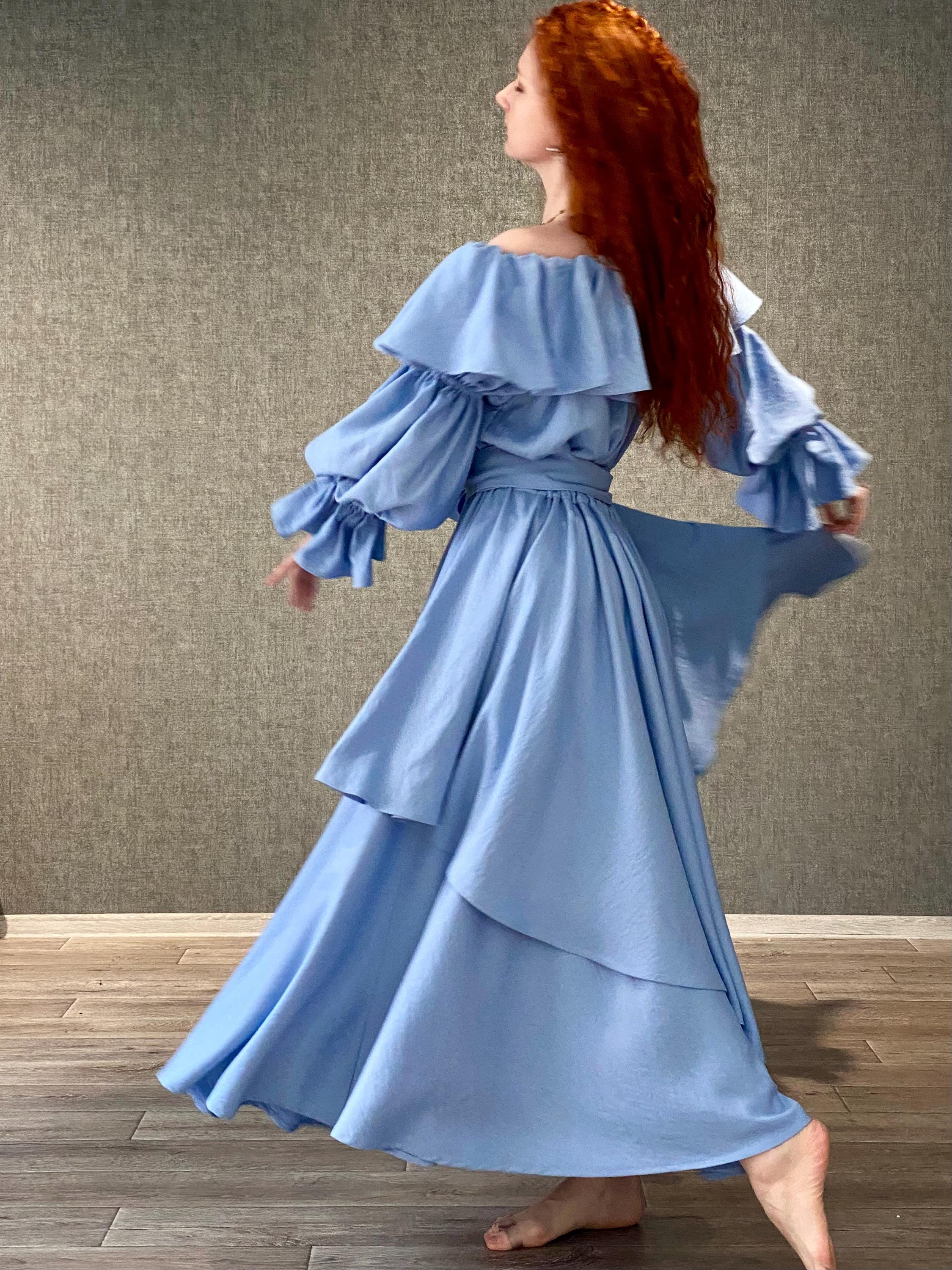 Romantic Viscose Midi Dress, Cottagecore Puff Sleeve Dress, Ruffle Layered Dress, Vintage Inspired Boho Dress, Flowy Aesthetic Dress Romantic Viscose Midi Dress, Cottagecore Puff Sleeve Dress, Ruffle Layered Dress, Vintage Inspired Boho Dress, Flowy Aesthetic Dress