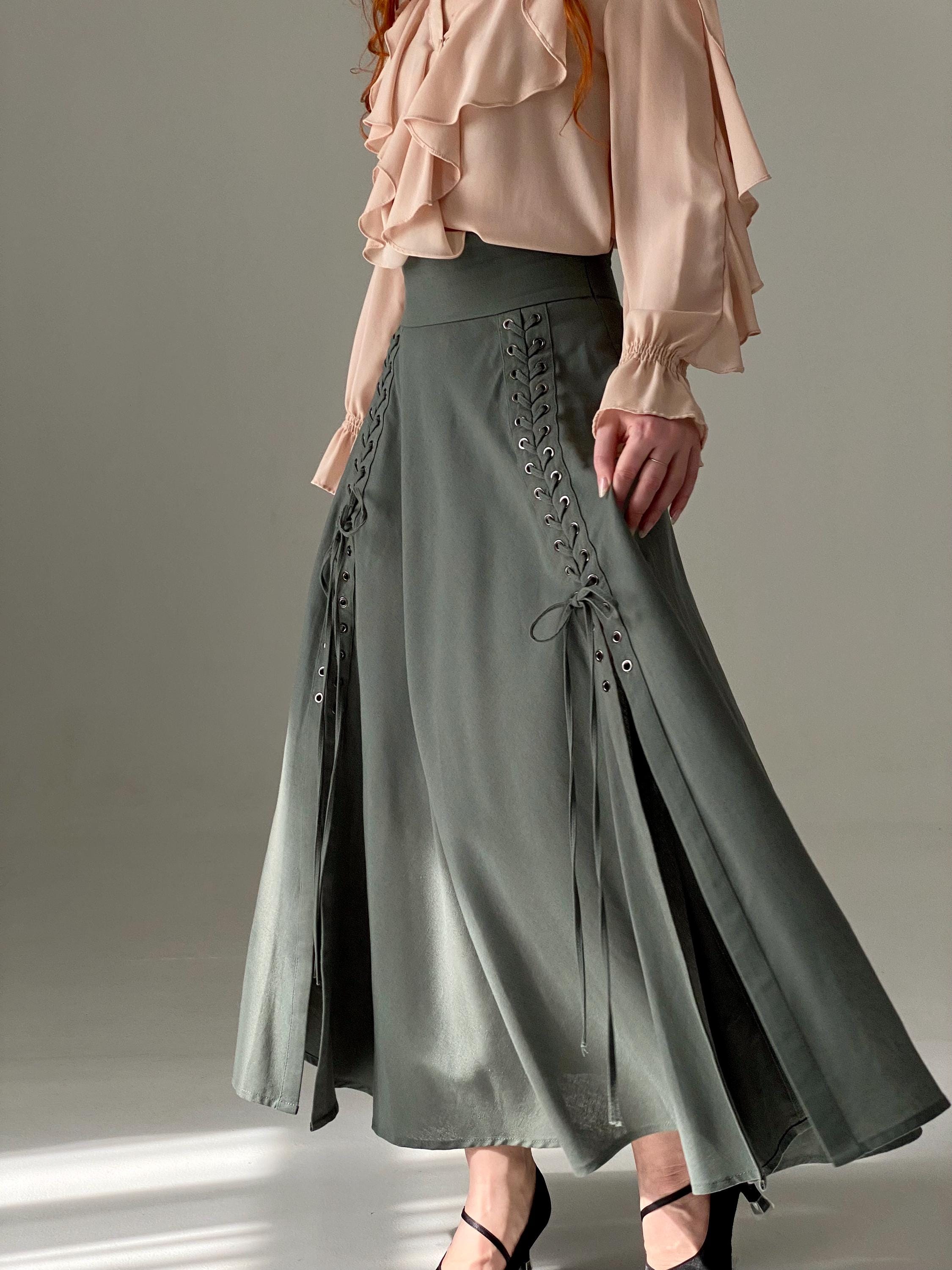 the Virgins　satin lacetrim skirt Loveline Satin Midi Skirt - Savage