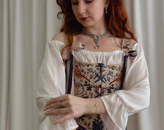 Corpiño de corsé renacentista hecho a medida, top de corsé histórico con cordones, corpiño de fantasía cottagecore para LARP